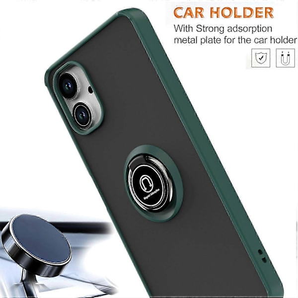 Samsung Galaxy A06 -puhelimen kuori, jossa sormuspidike ja jalusta, TPU+akryylipuhelinkotelo - Musta Dark green Galaxy A06