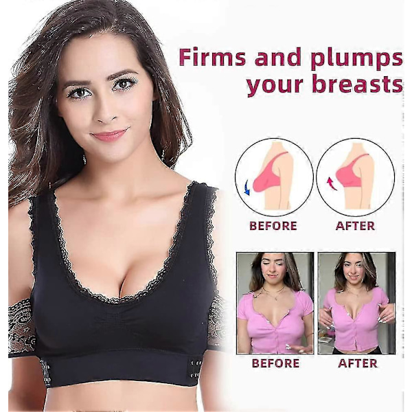 Turmalin Formende Trådløs Silke-BH, Lymphvity Detoxification And Shaping & Kraftig Løfte-BH for Kvinner Pink XL