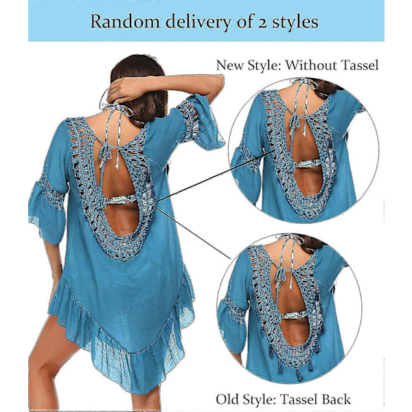 Badedragt Cover Up Dame Badedragt Kjole Plus Size Sexet Bikini Strand Tunika Top Sommer A c peacock Blue L