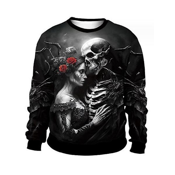 Halloween Sweatshirts til Kvinder, Uhyggelig Sæson Langærmede Trøjer Crewneck Toppe Casual Pullover style 1 4XL