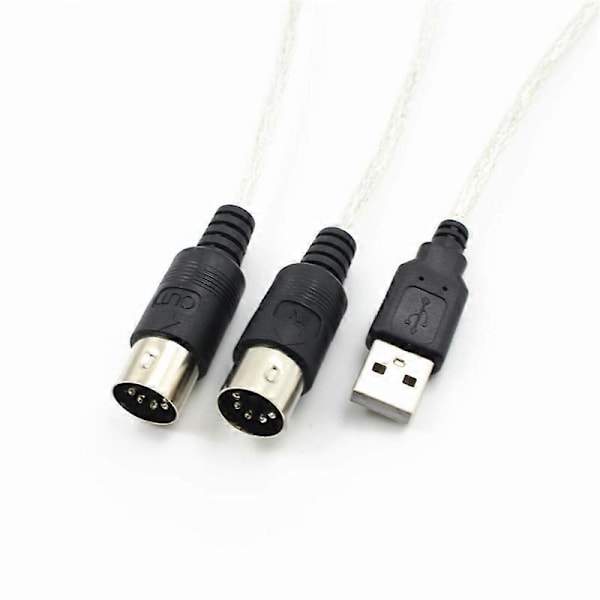 2m USB MIDI Kabel Konverter Musikkredigering Keyboard Adapter Koblingsledning