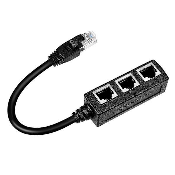 SOLUSTRE RJ45 Ethernet Splitter Kabel 1 Hann til 3 Hunn Nettverksforlengelseskabel Adapter (Tilfeldig Grensesnitt)