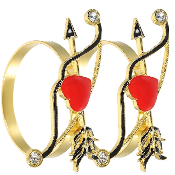 2 stk. Serviettringer til Valentinsdagen Rhinestones Serviett Holdere Legering Hjerte Design Serviettspenner