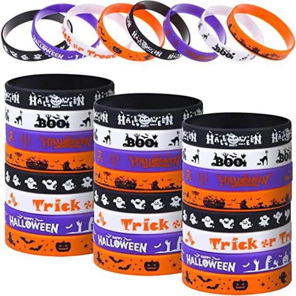 12 stk. Halloween Silikone Armbånd Børnegaver Godtepose Fest Karneval Spøgelsesfest Gaveartikler Græskar Halloween Fest Event Legetøj