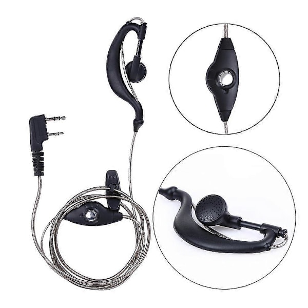 Svart 2-pinners Ptt Mikrofon Headset For Radio Quansheng Hyt Uv5r Ørepropp Biltilbehør