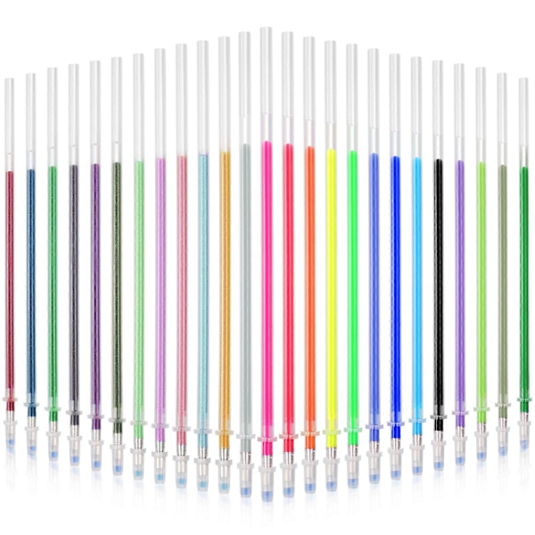 100 stk. farverige gelpen-refiller 0,8 mm kuglepen-refill, studerende, kontorartikler til doodling, scrapbooking, tegning (blandede farver)