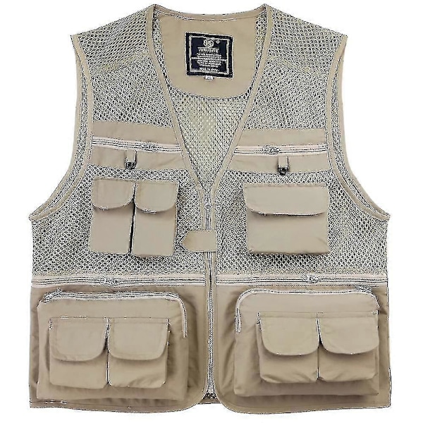 Fiskevest Åndbar Fiske Rejse Mesh Vest Khaki 4XL