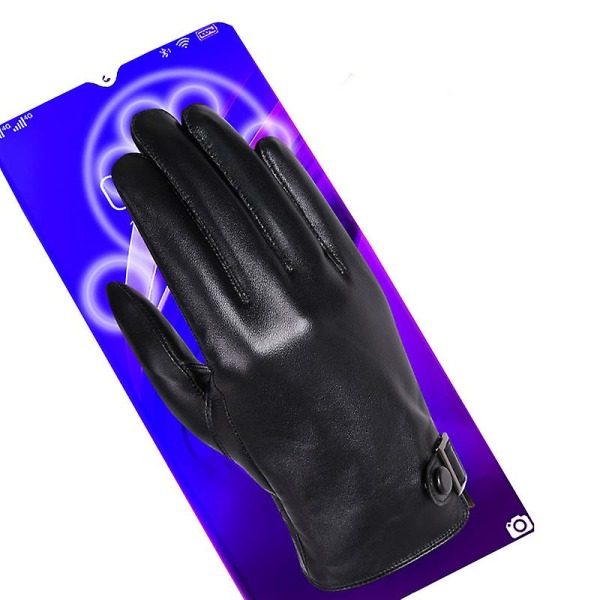 Evago Vinter Varme Foret Herre- og Damehansker i Ekte Lammeskinn med Full Håndflate Touchscreen C FOR MEN L