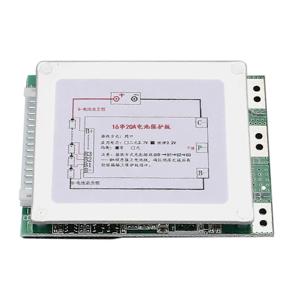 16s 48v 20a 18650 Lifepo4 Batteribeskyttelseskort Bms Pcb Med Balanse For E-sykkel Escooter