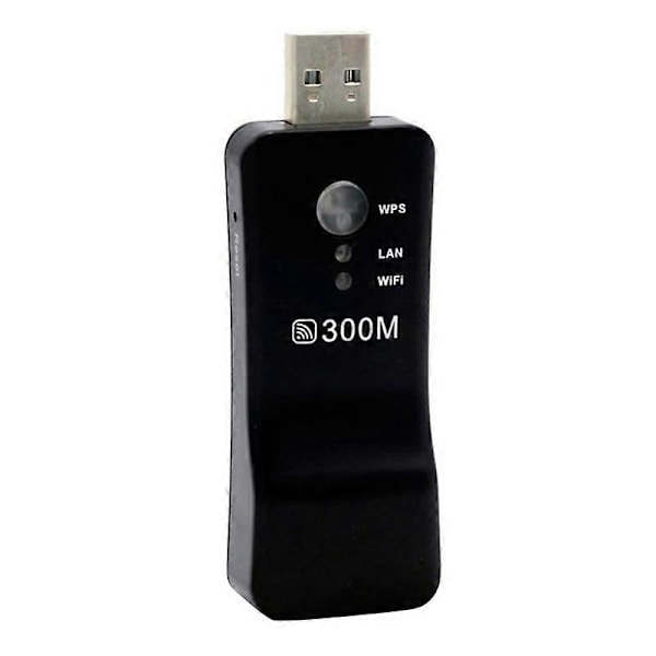 Bærbar Universal 300Mbps USB WiFi Trådløs Smart TV Netværksadapter Repeater