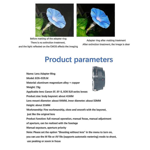 -eosm Objektivadapterring For Ef Til For M Eosm Eosm2 Mount Kamera