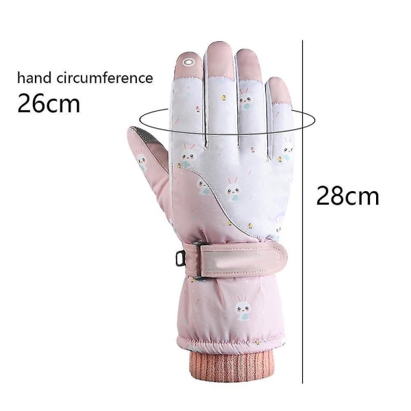 Hiihto Lumikäsineet Talvi Kylmä Sää Tuulenpitävät Lämpimät Sukset SK14 pink Snowflake rabbit