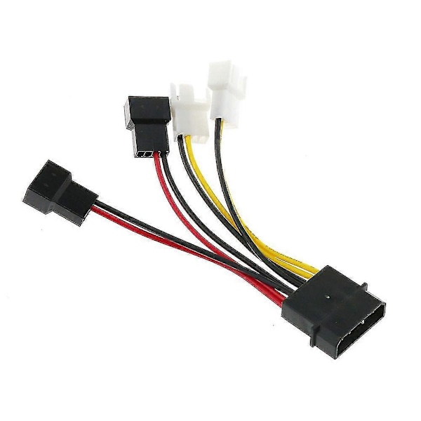 1kpl 4-nastainen Molex - 3-nastainen tuulettimen virtakaapelisovitinliitin tietokoneen jäähdytystuulettimen kaapelit 12v/5v Dc F
