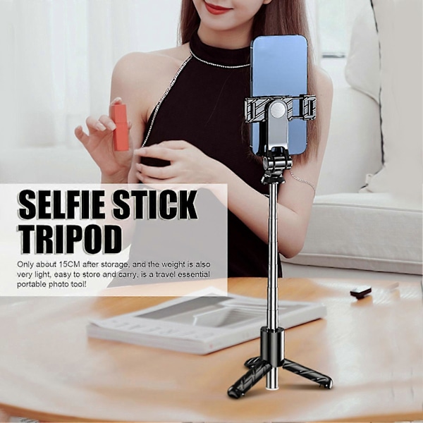 Selfie Stick Stativ Lättvikt Fjärrkontroll 70 cm Utdragbar BT Telefon Selfie Stick Stativ för Utomhusvideoinspelning Livestreaming
