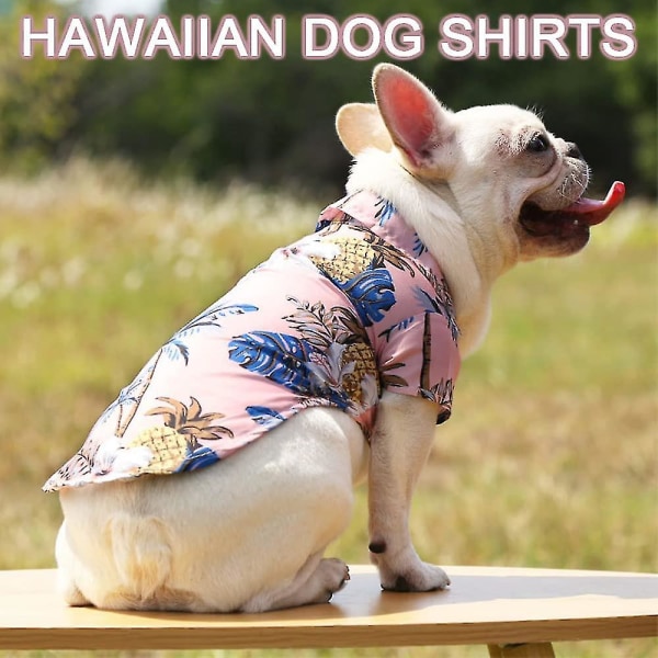 Sommarskjortor för husdjur Hawaii stil blommig hundskjorta Beach Ananas printed husdjur T-shirts Andas sällskapsdjur Coola kläder för S-5xl husdjur Pink S