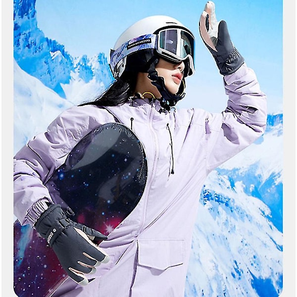 Skidhandskar - Vattentäta Andningsbara Snowboardhandskar, Varma Vinterskidhandskar, Passar Både Män & Kvinnor GRAY