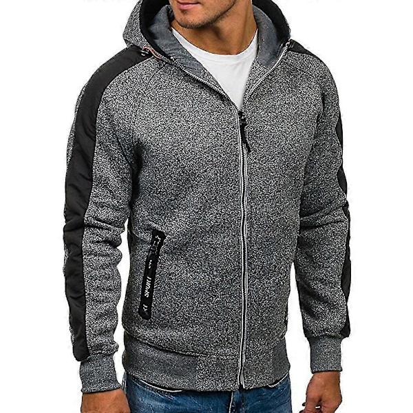 Färgglad långärmad herrjacka med huva, sweatshirt, kappa, hoodie med fickor med dragkedja Dark Gray XL