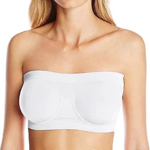 Ny Sømløs Bandeau BH Lingeri Uden Stropper Stropløs Tube Top Til Kvinder Stor Størrelse Crop Sexet Undertøj white XXXL