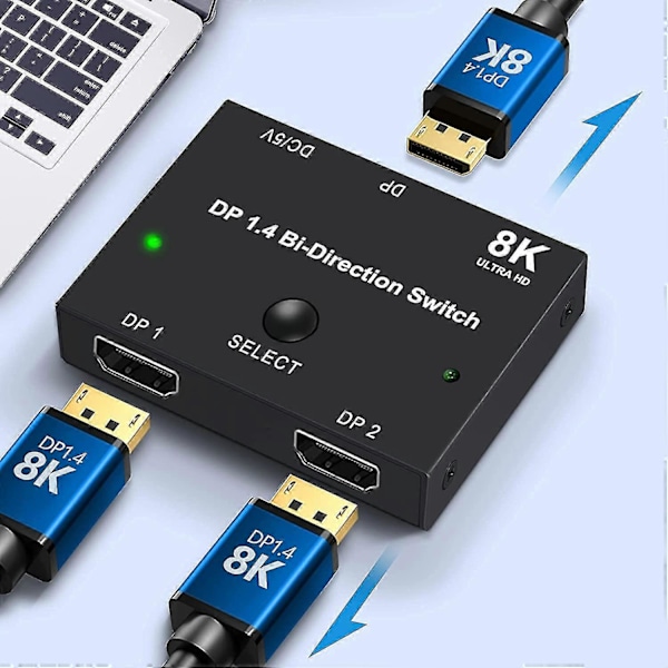 Displayport Switch 8k, Bidirektionel Dp 1.4 Switch 8k @ 60hz, 4k @ 120hz, Displayport Switcher 1 Til