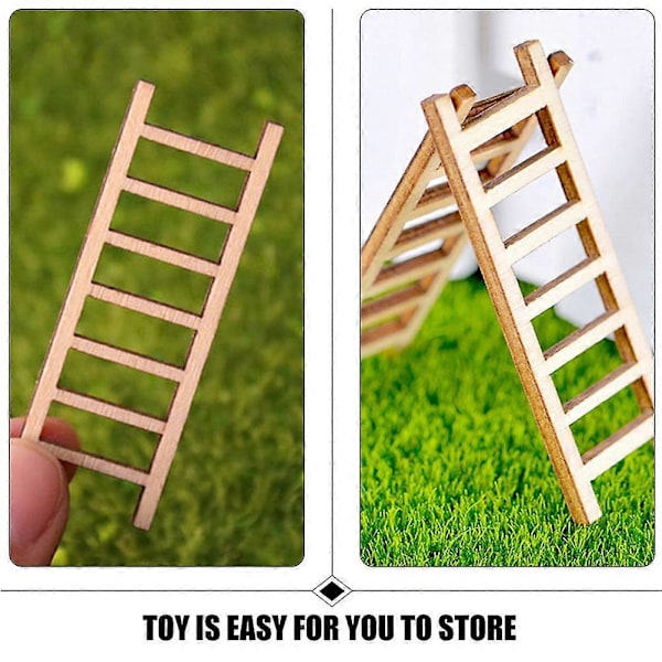 40 st Mini Trä Stegar Miniatyrer Mikro Landskap Stege Dekorations Tillbehör för DIY Ornament