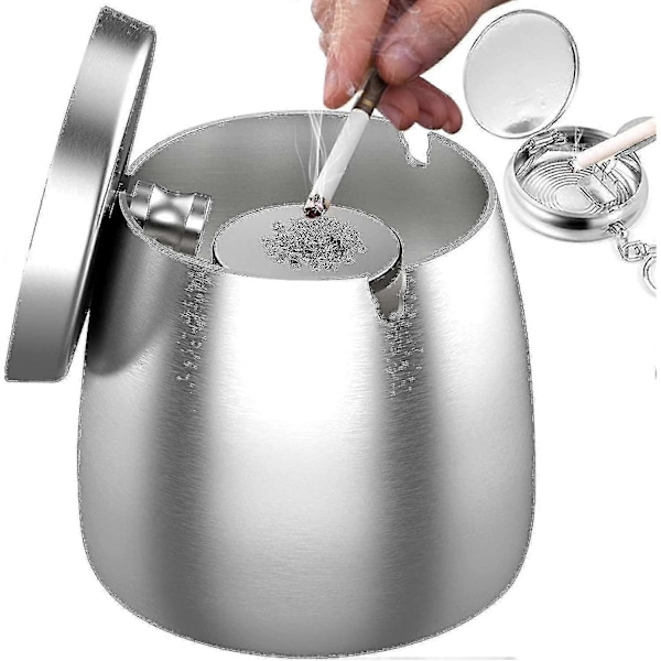 Rostfritt Stål Askkopp Med Lock Utomhus Vindtät Askkopp Med Halkfri Bas För Utomhus- Och Inomhusbruk-hao Black M
