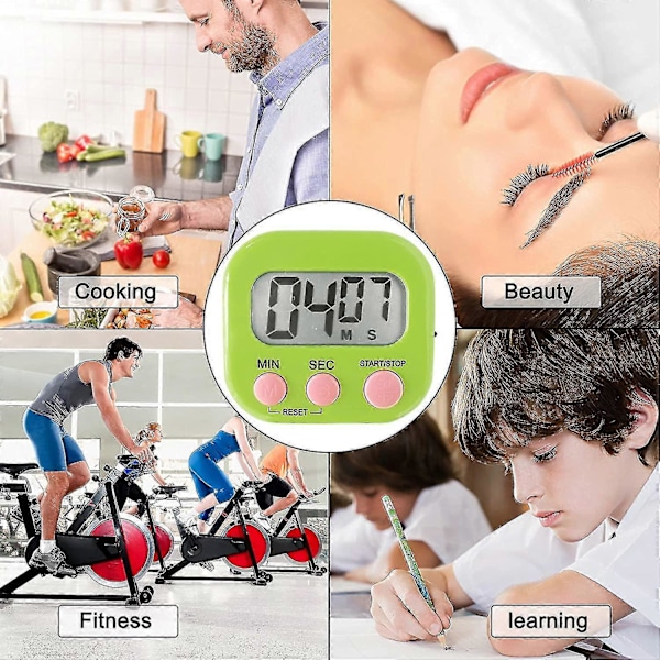 Yaju Køkken Timer Digital Madlavningstimer Magnetiske Timere Til Madlavning Stor LCD-Skærm Høj Alarm Udtrækkelig Stand Og Krog Og Magnetisk Bagside (gre