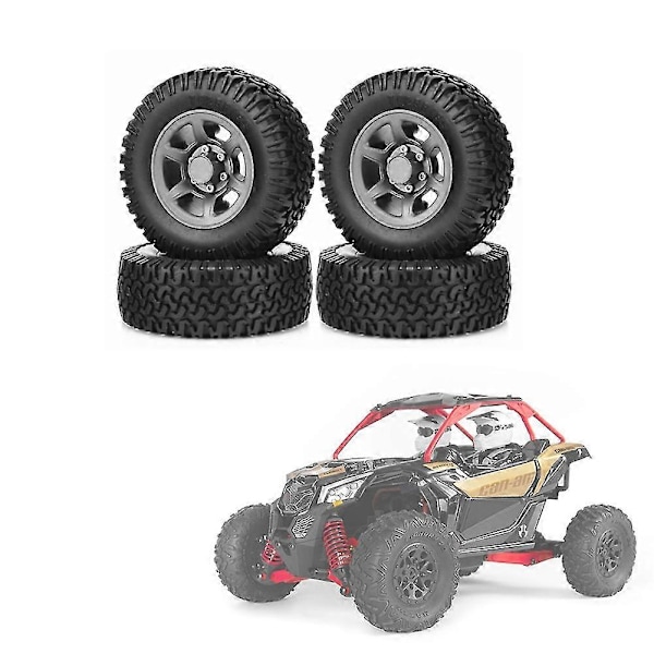 4 stk. 76mm 1.55 Metall Beadlock Felg Gummidekk For 1/10 Rc Crawler Bil Axial Yeti Jr Rc4wd D90