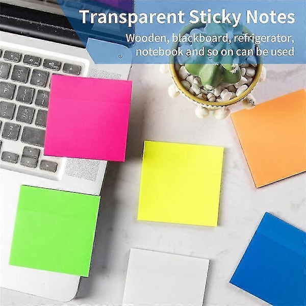 600 Ark Transparenta Självhäftande Notisar, 12-pack Klara Notisar 7,6 x 7,6 cm För Att Annotera Böcker, Wat