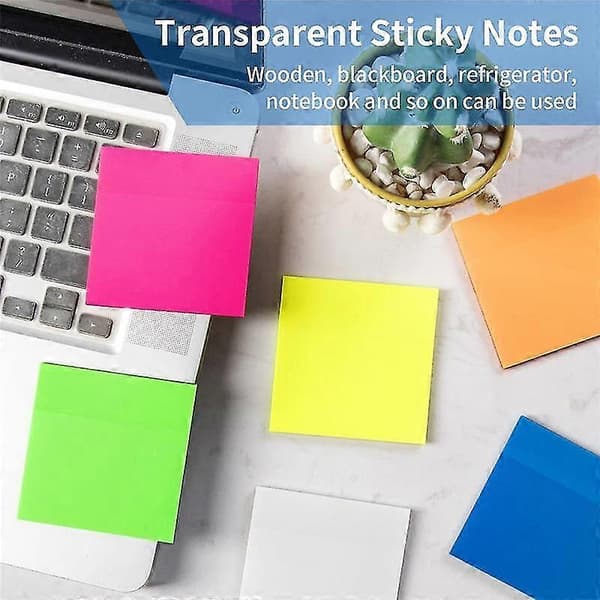 600 ark transparente sticky notes, 12 blokke klare sticky notes 3 x 3 tommer til annotering af bøger, Wat