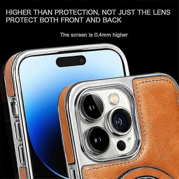 Luksuriøs Læder Usynlig Stativ Telefonetui Til Iphone Case15/14/13 Pro Max BLACK iPhone 15 Pro