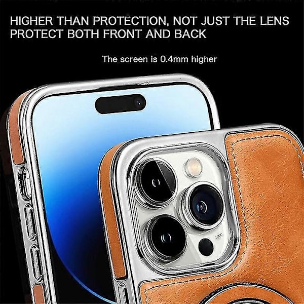 Luksuriøst Lær Innebygd Stativ Telefonveske For Iphone Case15/14/13 Pro Max GREEN iPhone 13 Pro max