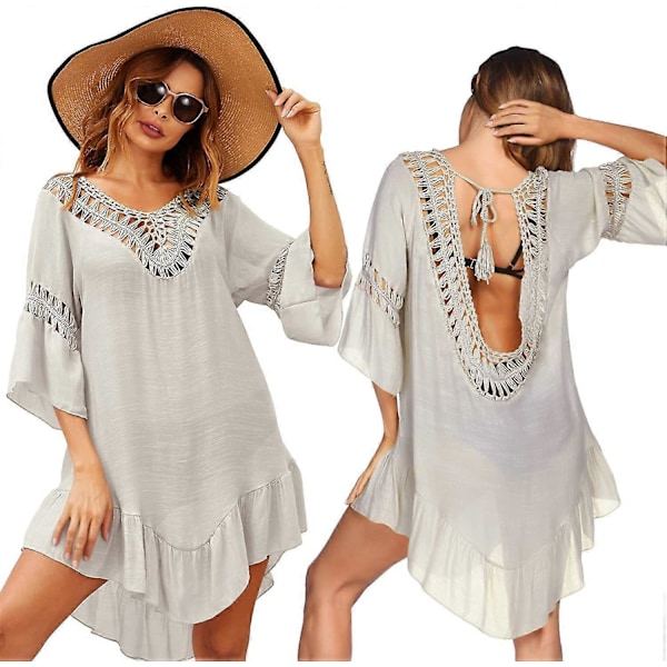 Badedragt Cover Up Dame Badedragt Kjole Plus Size Sexet Bikini Strand Tunika Top Sommer A c misty Grey M