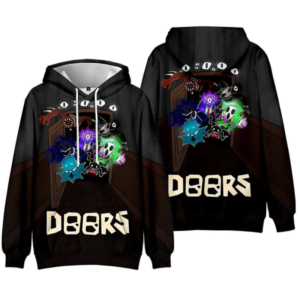 Roblox Dörrar Printed Hoodies Med Fickor Casual Dragsko Hood Pullover Jumper Sweatshirt Toppar För Barn Pojkar Flickor Fans style 1 6-7 Years