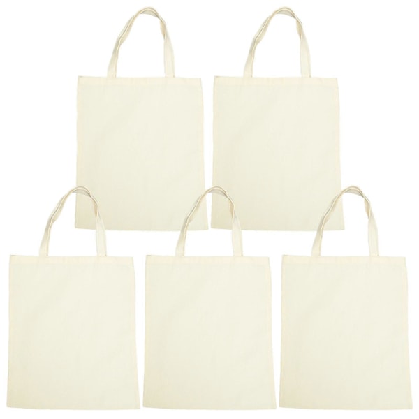 5 st Canvas Tote Bag Axelväska Canvas Shoppingväska Canvas Blank Strandväska Pouch