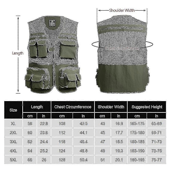 Fiskevest Åndbar Fiske Rejse Mesh Vest Army green XL