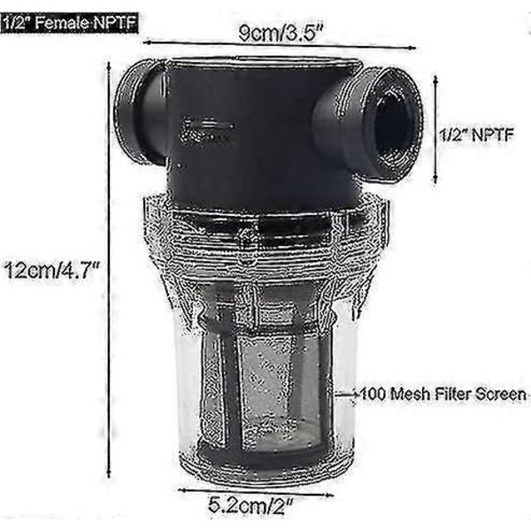 Pipeline 1/2\" Vandpumpefilter med 100 Mesh Rustfrit Stål Si, Inline Mesh Filter til Havevanding