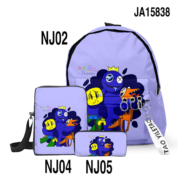 3 kpl Rainbow Friends -koululaukku, olkalaukku, lasten reppu style 4