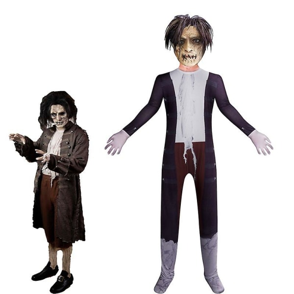 2023 Ny snygg Halloween-dräkt för barn Häxor är också galna 2 Jumpsuit Mask Cosplay Anime Julfödelsedagspresent för barn 120cm