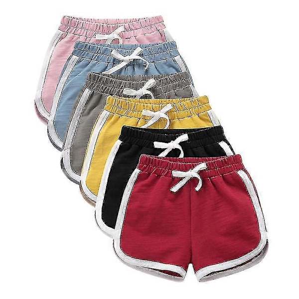 Pojkar Flickor 100% Bomull Sportshorts Sommar Kontrast Kantning Delfin Shorts Barn Atletisk Gym Kläder Random 3pcs 7T