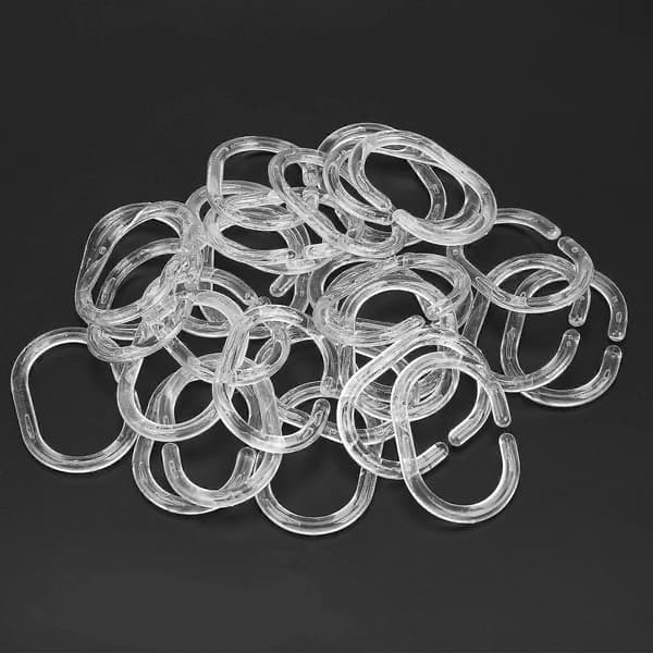 30-pack Duschdraperiringar Draperiringar C-ringar Krok Hängare Bad Draperi Ögla Clip Glid (transparent)