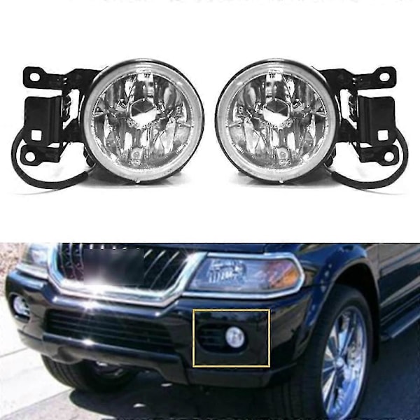 2 stk. frontlykter tåkelys for Pajero Montero Shogun Sport Challenger 1996-2011 Mr496370 Mr496369