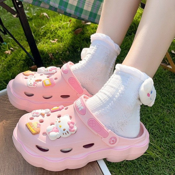 Söta Sommar Kawaii Mode Tofflor Y2K Plattor Höjande Sandaler Flickor Födelsedagspresent 2023 Nya pink 8.5
