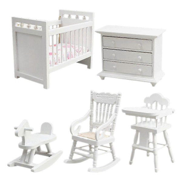 1 Set Dockhus Sovrumsmöbler Mini Hus Möbler Scen Layout Möbler