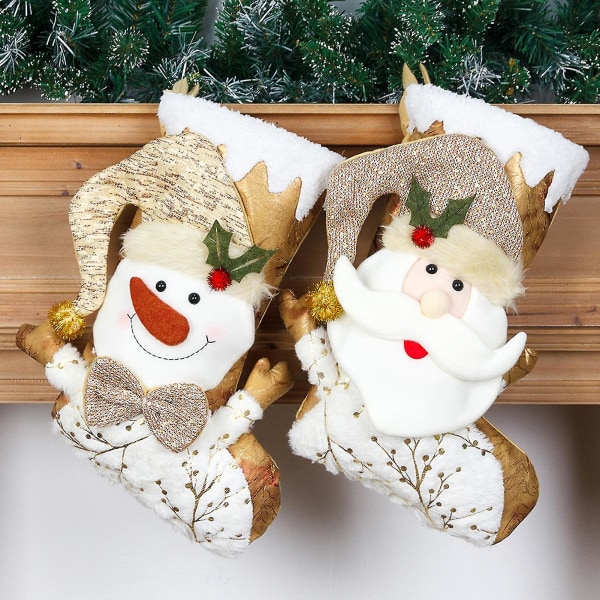 Julgodispåse med rep Söt godisförvaring 3D-mönster Mjuka snögubbar Julstrumpa för jul Snowman