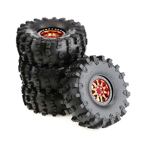 4st 150mm Metall 2.2 Beadlock Fälg Däck Set För 1/10 Rc Crawler Bil Axial Scx10 Wraith Capra T