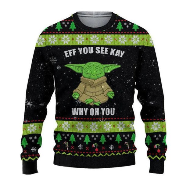 The Mandalorian And Grogu Baby Yoda Ugly Sweater 2024 Merry Christmas Men Pullover Höst Vinter Star Wars Damtröja style 12 M