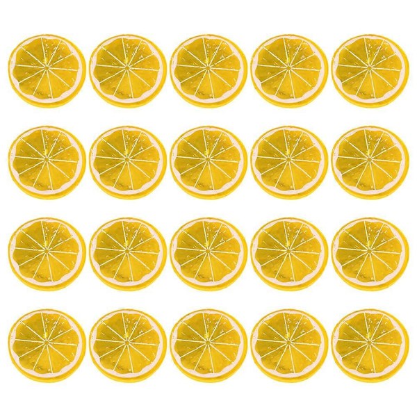20 st Konstgjorda Citronskivor Falska Citronskivor Plast Fruktskivor Dekorationer