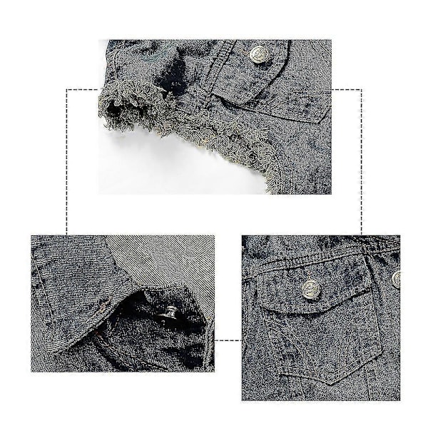 Retro afslappet slidt ærmeløs denim vest til mænd (Ruipei)