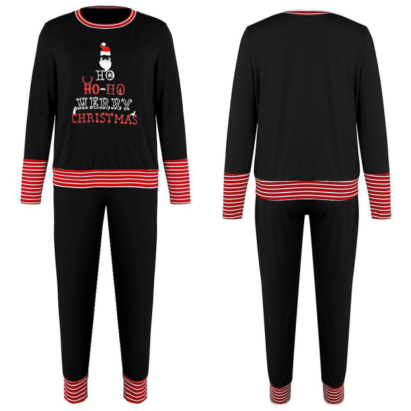 Christmas Women's Letter Printed Long Sleeve Pyjamas Set Christmas Pyjamas Lounge Wear Set Black 2XL