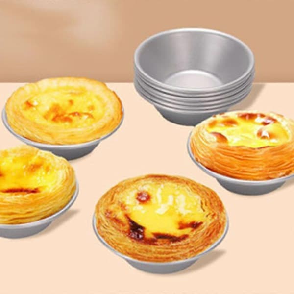 10 stk. Eggterteform i aluminiumslegering, bakeform, puddingform, portugisisk terteform, eggterte Ov